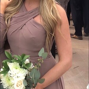 Taupe Bridesmaid Wedding Long Dress Worn Once Sz 4